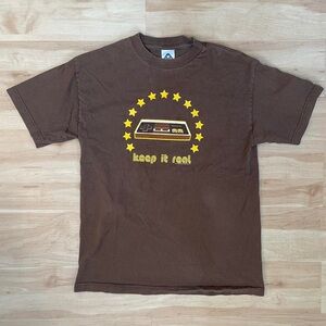 Brown Graphic Tee with Yellow Accents